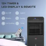 HOMCOM Portable Evaporative Air Cooler 3-in-1 Ice Cooling Fan with Remote Oscillation Timer Black for Home Office - Image 9