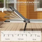 Outsunny Portable Folding Adjustable Sun Beach Lounger / Camping Cot - Black and White - Image 4