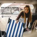 Outsunny Portable Folding Adjustable Sun Beach Lounger / Camping Cot - Blue and White - Image 6