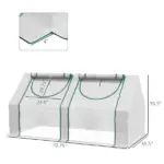 Outsunny Portable Garden Hot House 6x3x3 ft with Two PE/PVC Covers 2 Roll Up Windows Clear - Image 3