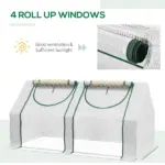 Outsunny Portable Garden Hot House 6x3x3 ft with Two PE/PVC Covers 2 Roll Up Windows Clear - Image 6