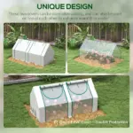 Outsunny Portable Garden Hot House 6x3x3 ft with Two PE/PVC Covers 2 Roll Up Windows Clear - Image 7