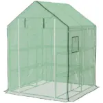Outsunny Portable Greenhouse 4.6 x 4.7 ft Walk-In Hot House with Roll Up Door Windows U-Shape Flower Rack Water UV Resistant Green