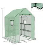Outsunny Portable Greenhouse 4.6 x 4.7 ft Walk-In Hot House with Roll Up Door Windows U-Shape Flower Rack Water UV Resistant Green - Image 3
