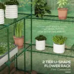 Outsunny Portable Greenhouse 4.6 x 4.7 ft Walk-In Hot House with Roll Up Door Windows U-Shape Flower Rack Water UV Resistant Green - Image 4