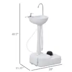 Kleankin 4.5 Gallon Portable Hand Wash Sink with Towel Holder and Soap Dispenser Light Gray - Image 3