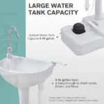 Kleankin 4.5 Gallon Portable Hand Wash Sink with Towel Holder and Soap Dispenser Light Gray - Image 4