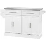 HOMCOM Portable Kitchen Cart, White, Rolling Island with Stainless Steel Top, Towel and Spice Rack - Image 11