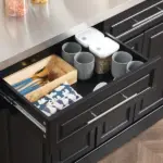 HOMCOM Portable Kitchen Island Cart, Black, on Wheels with Stainless Steel Top, Storage Cabinets, Spice Rack - Image 9