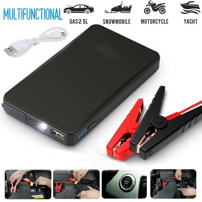 12V Portable Car Jump Starter with 400A Peak Power Bank and LED Flashlight