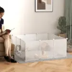 Portable Pet Playpen 12-Panel DIY Small Animal Cage for Bunny Chinchilla Guinea Pig White - Image 2