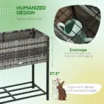 Portable Steel Raised Garden Bed, Rattan Look with Legs and Tool Shelf, for Herbs Vegetables Flowers, Gray - Image 6