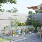 Outsunny Portable Tunneled Greenhouse 11.5'x3'x2.5' with PVC Cover and Zippered Doors Water UV Protection Clear - Image 2