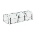 Outsunny Portable Tunneled Greenhouse 11.5'x3'x2.5' with PVC Cover and Zippered Doors Water UV Protection Clear