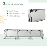 Outsunny Portable Tunneled Greenhouse 11.5'x3'x2.5' with PVC Cover and Zippered Doors Water UV Protection Clear - Image 4