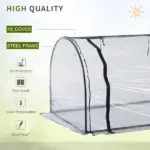 Outsunny Portable Tunneled Greenhouse 11.5'x3'x2.5' with PVC Cover and Zippered Doors Water UV Protection Clear - Image 7
