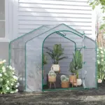 Portable Walk-in Greenhouse 6 x 3 x 5 with PVC Cover Steel Frame Garden Hot House Zipper Door Top Vent - Image 2