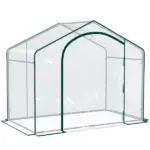 Portable Walk-in Greenhouse 6 x 3 x 5 with PVC Cover Steel Frame Garden Hot House Zipper Door Top Vent