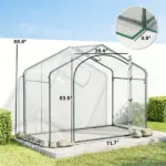 Portable Walk-in Greenhouse 6 x 3 x 5 with PVC Cover Steel Frame Garden Hot House Zipper Door Top Vent - Image 3