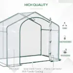 Portable Walk-in Greenhouse 6 x 3 x 5 with PVC Cover Steel Frame Garden Hot House Zipper Door Top Vent - Image 5