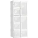 HOMCOM Portable Wardrobe Closet, Folding Bedroom Armoire, Clothes Hanging Storage Rack, Hanging Rod, Magnet Doors, White