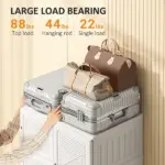 HOMCOM Portable Wardrobe Closet, Folding Bedroom Armoire, Clothes Hanging Storage Rack, Hanging Rod, Magnet Doors, White - Image 6
