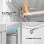 HOMCOM Portable Wardrobe Closet, Folding Bedroom Armoire, Clothes Hanging Storage Rack, Hanging Rod, Magnet Doors, White - Image 7