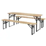 Outsunny Portable Wooden Picnic Table 6 Ft Beer Table Set with Benches German Style Anti-Injury Design for Patio Dining - Image 11