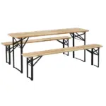 Outsunny Portable Wooden Picnic Table 6 Ft Beer Table Set with Benches German Style Anti-Injury Design for Patio Dining