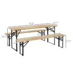 Outsunny Portable Wooden Picnic Table 6 Ft Beer Table Set with Benches German Style Anti-Injury Design for Patio Dining - Image 3