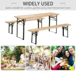 Outsunny Portable Wooden Picnic Table 6 Ft Beer Table Set with Benches German Style Anti-Injury Design for Patio Dining - Image 5