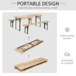 Outsunny Portable Wooden Picnic Table 6 Ft Beer Table Set with Benches German Style Anti-Injury Design for Patio Dining - Image 6