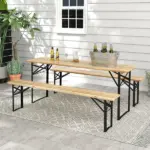 Outsunny Portable Wooden Picnic Table 6 Ft Beer Table Set with Benches German Style Anti-Injury Design for Patio Dining - Image 10