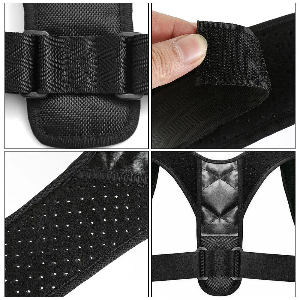 Breathable Neoprene Posture Corrector Back and Shoulder Support Brace Black
