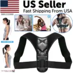 Breathable Neoprene Posture Corrector Back and Shoulder Support Brace Black