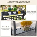 Potting Bench Outdoor, Wooden Workstation with Expandable Sliding Tabletop, Storage Shelf and Dry Sink, Indoor and Outdoor, Gray - Image 5