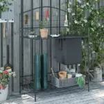Outsunny Potting Worktable Steel Work Surface with Large Inbuilt Sack Cover 5 Hanging Hooks Storage Shelf - Image 2