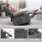 Power Lift Chair, Electric Recliner Chair with Vibration Massage, Heat, Side Pockets, Quick Assembly, Charcoal Gray - Image 7