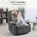 Power Lift Chair, Electric Recliner Chair with Vibration Massage, Heat, Side Pockets, Quick Assembly, Charcoal Gray - Image 8