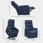 Power Lift Chair for Elderly, Fabric Recliner Sofa with Remote Control, Side Pockets, Quick Assembly, Deep Blue - Image 3