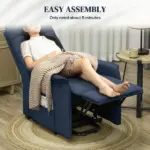 Power Lift Chair for Elderly, Fabric Recliner Sofa with Remote Control, Side Pockets, Quick Assembly, Deep Blue - Image 7