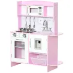Pretend Play Kitchen with Sound Effects and Stove Lights, Kids Kitchen Playset with Storage, Water Dispenser Preschool and Kindergarten Gift for 3-6 Years Old, Pink