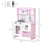 Pretend Play Kitchen with Sound Effects and Stove Lights, Kids Kitchen Playset with Storage, Water Dispenser Preschool and Kindergarten Gift for 3-6 Years Old, Pink - Image 3