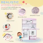 Pretend Play Kitchen with Sound Effects and Stove Lights, Kids Kitchen Playset with Storage, Water Dispenser Preschool and Kindergarten Gift for 3-6 Years Old, Pink - Image 4