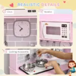 Pretend Play Kitchen with Sound Effects and Stove Lights, Kids Kitchen Playset with Storage, Water Dispenser Preschool and Kindergarten Gift for 3-6 Years Old, Pink - Image 5