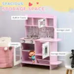 Pretend Play Kitchen with Sound Effects and Stove Lights, Kids Kitchen Playset with Storage, Water Dispenser Preschool and Kindergarten Gift for 3-6 Years Old, Pink - Image 7
