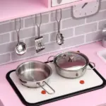 Pretend Play Kitchen with Sound Effects and Stove Lights, Kids Kitchen Playset with Storage, Water Dispenser Preschool and Kindergarten Gift for 3-6 Years Old, Pink - Image 9