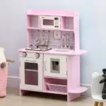 Pretend Play Kitchen with Sound Effects and Stove Lights, Kids Kitchen Playset with Storage, Water Dispenser Preschool and Kindergarten Gift for 3-6 Years Old, Pink - Image 10