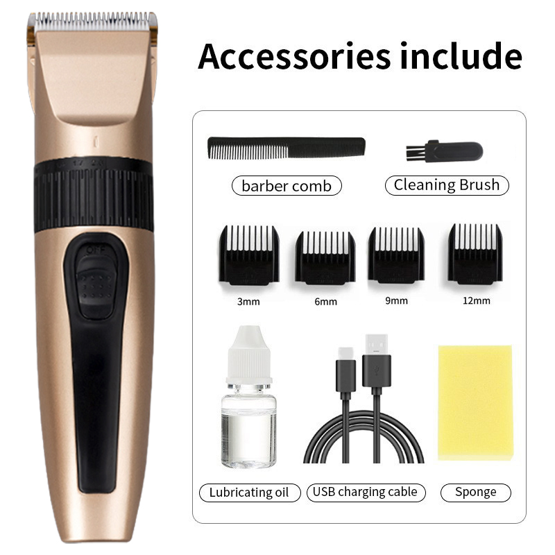 Cordless Hair Clipper and Beard Trimmer Kit with 4 Attachment Heads