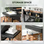 Propane Gas Grill 4+1 Burner 40000 BTU BBQ Trolley with Warming Rack Shelves Bottle Opener Thermometer - Image 6